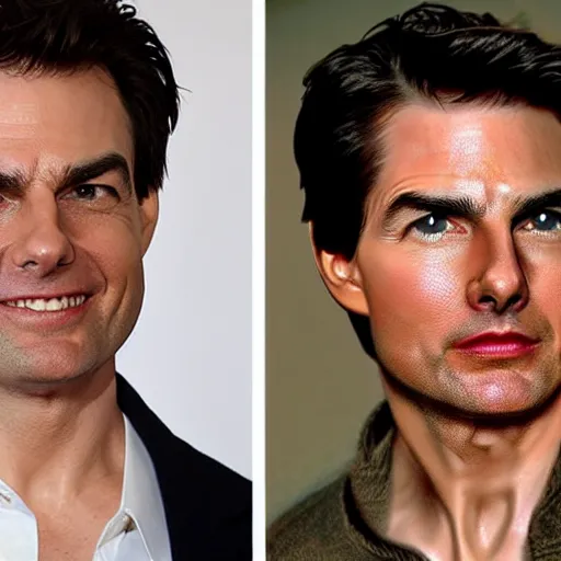 Prompt: Bill-Hader and Tom-Cruise are secretly the same person, headshot portrait