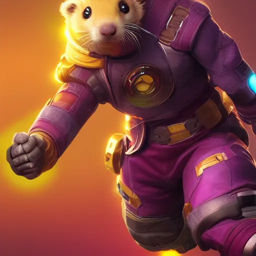 Image similar to A ferret has the Infinity Gauntlet, hyperdetailed, artstation, cgsociety, 8k