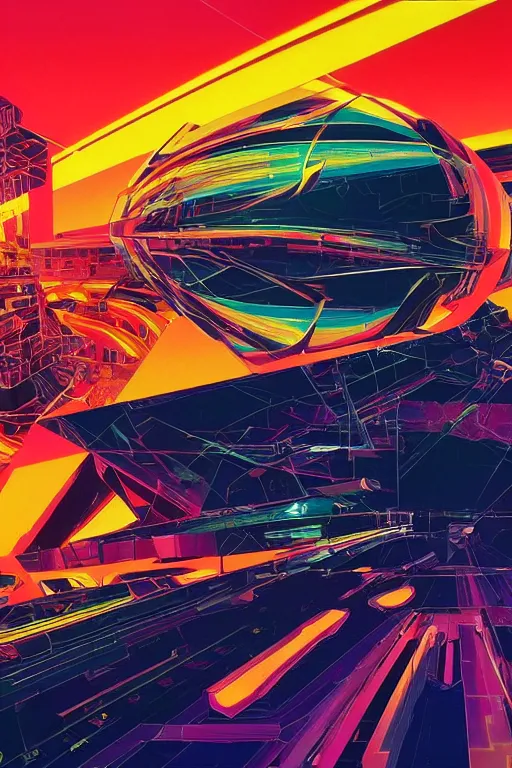 Prompt: wideangle action, a brain lost in tensor fields, decoherence, synthwave, glitch!!, fracture, vortex, realistic, hyperdetailed, concept art, golden hour, art by syd mead, cubism