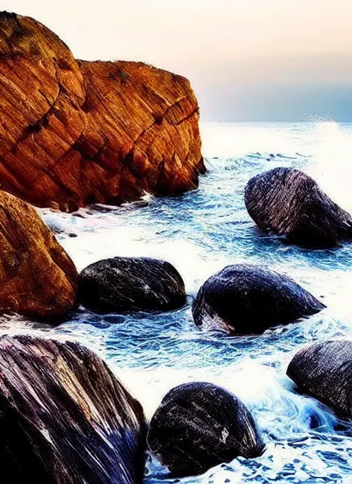 Image similar to beautiful rocks in ocean waves photograph