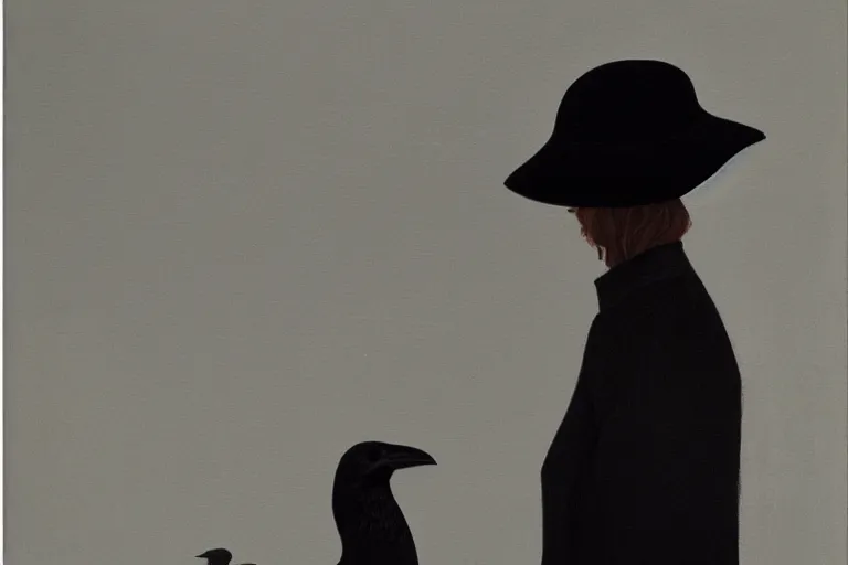 Image similar to young a woman with a raven - shaped hat artwork by tim eitel