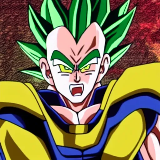 Image similar to a fusion between vegeta and broly