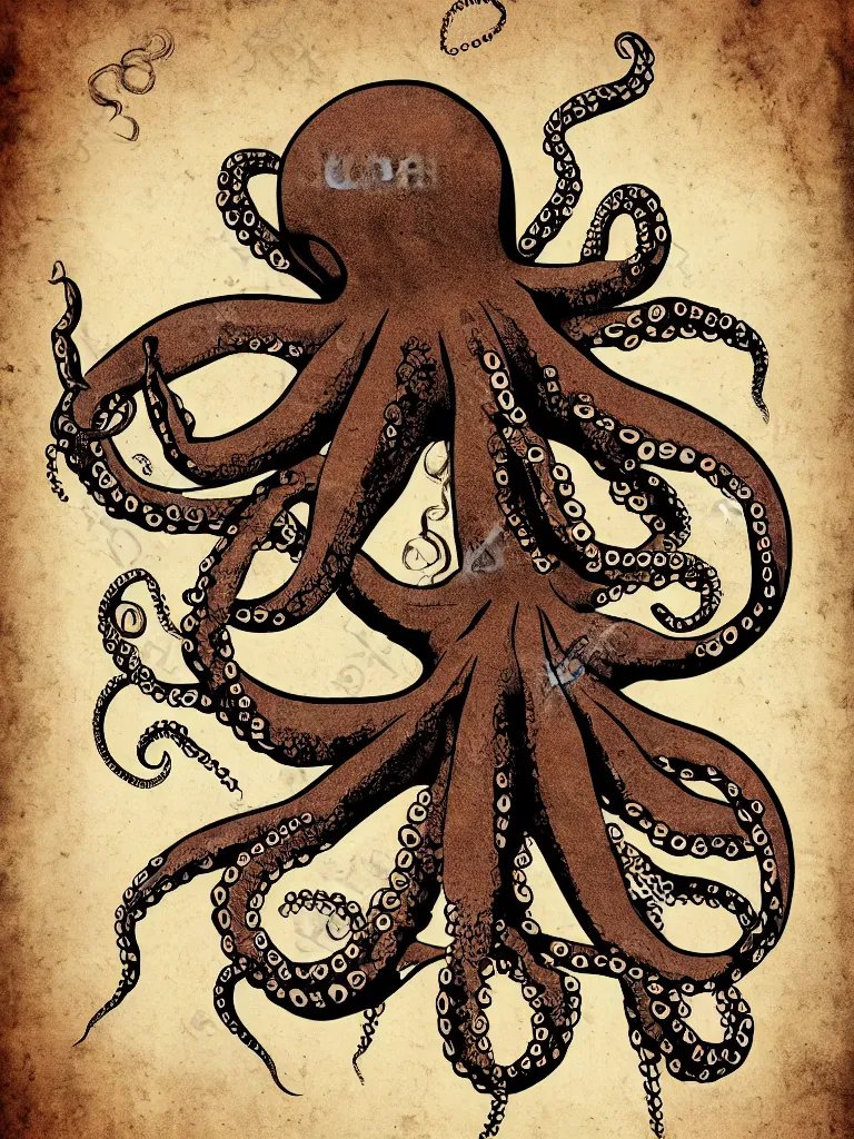 Image similar to tierra connor style poster illustration of an octopus eating a burger, vintage muted colors, some grungy markings
