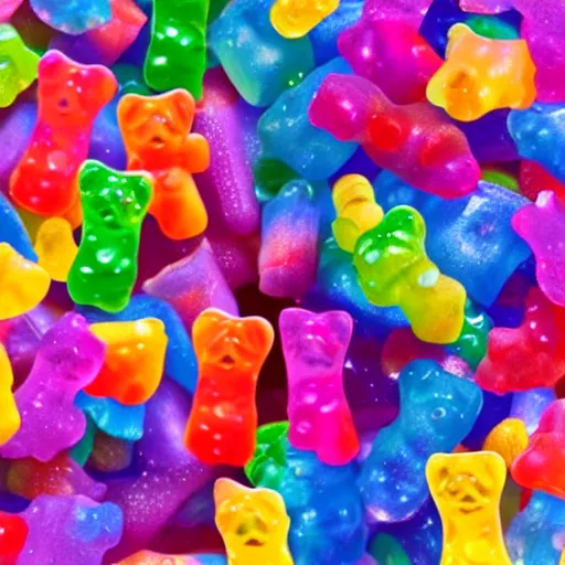 Prompt: gummy bear inspired by Lisa frank