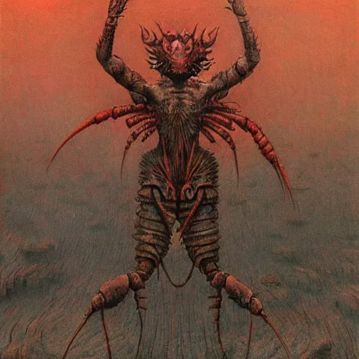 Prompt: lobster demon by Beksinski