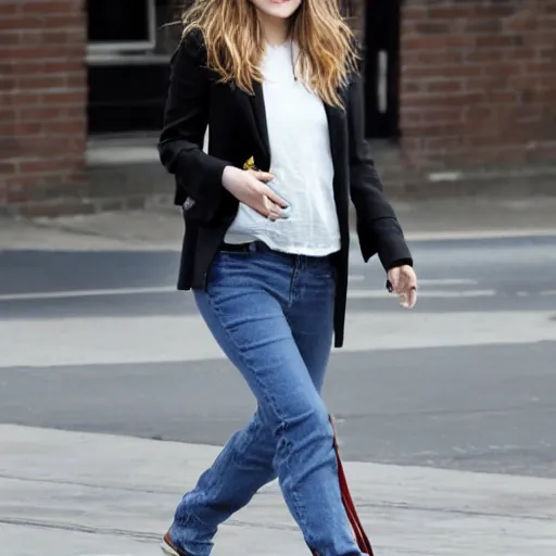 Prompt: portrait of elizabeth olsen walking down the street, trending on artisan, high quality