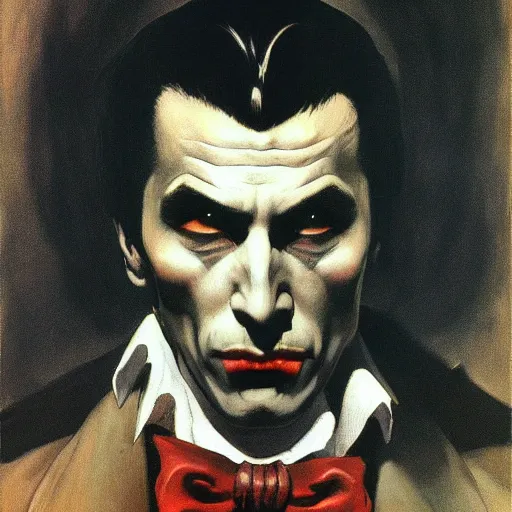 Image similar to ultra realistic portrait painting of dracula, art by frank frazetta, 4 k, ultra realistic, highly detailed, epic lighting