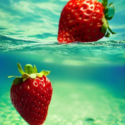 Image similar to half cut slices strawberry, splash underwater! photoshop edit, golden ratio