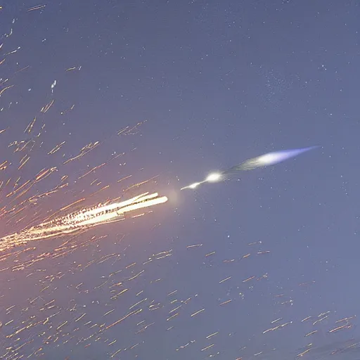 Prompt: hundreds of missiles launching from the american midwest, realistic, photograph by dod