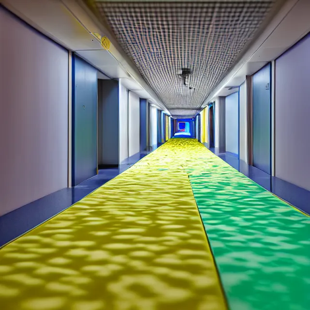 Image similar to endless corridor where the floor is made of a ball pit, highly detailed, 8 k, hdr, smooth, sharp focus, high resolution, award - winning photo