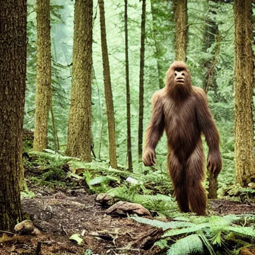 Image similar to National Geographic photo of Sasquatch in the forest