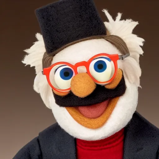 Prompt: larry david as a muppet with glasses. highly detailed felt. hyper real photo. 4 k.