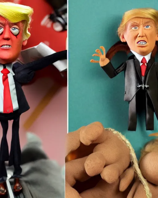 Prompt: photos donald trump as a highly detailed stop motion puppet, in the style of laika studios ’ s paranorman, coraline, kubo and the two strings