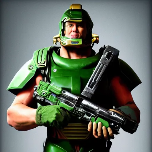 Image similar to Jerma985 as Doomguy, 1080p 4K resolution, photorealistic, cinematic lighting, highly detailed