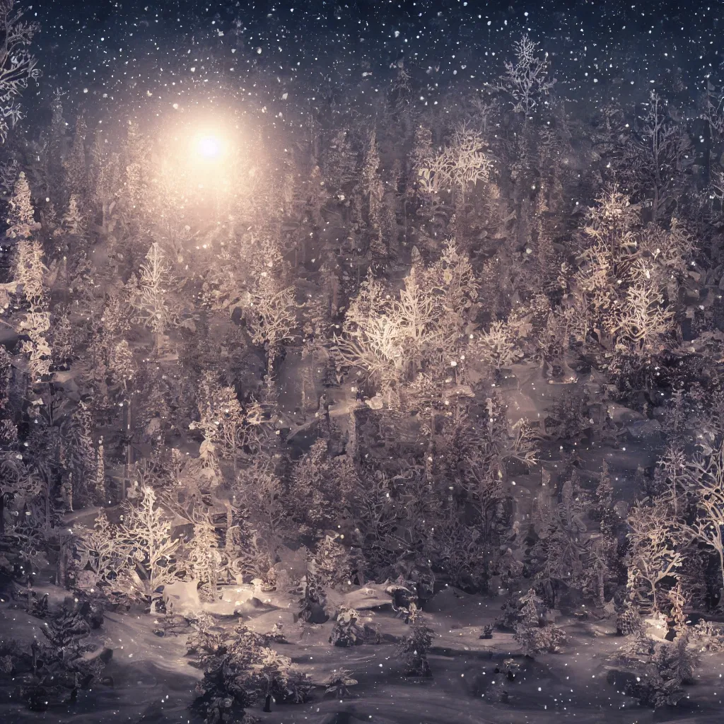 Prompt: hyperrealistic psychedelic winter wonderland, fractal snowflake, crystalline landscape, snowy cityscape, snowglobe, highly detailed, 8 k high quality octane render, ornamental, glowing lights, sharp focus, greg rutkowski, cinematic