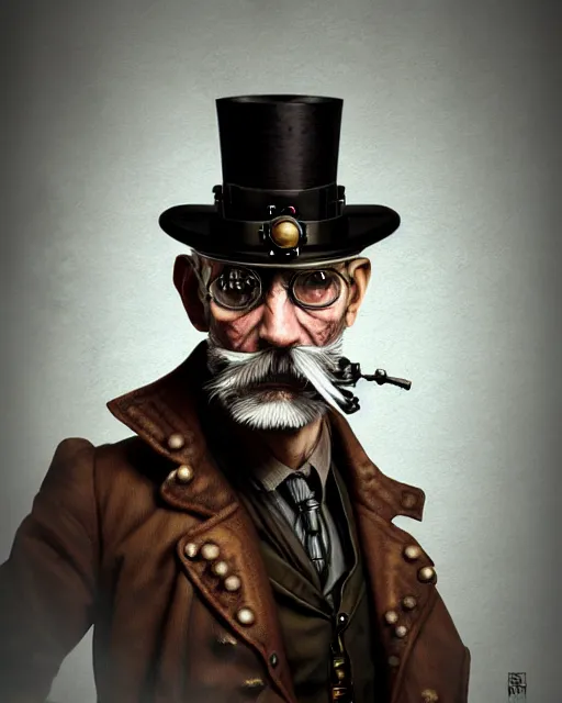 Image similar to steampunk old man portrait, handsome, steampunk hat, detective coat, steampunk monocle, smoking pipe, hyper realistic 3 d render by ilya kuvshinov, peter mohrbacher, greg rutkowski, ryohei hase, dramatic lighting, intricate, highly detailed, sharp focus, luminous, unreal engine, blender, deviant art, masterpiece, ray tracing