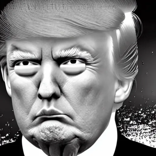 Image similar to hyperrealistic!! Donald Trump black metal portrait, 8K, Cinematic lights