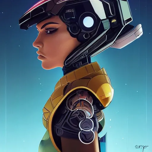 Prompt: a portrait of a stunning beautiful elite kendall jenner gundam pilot, with an intricate, detailed, urban inspired hiphop afro futuristic helmet, vector behance hd jesper ejsing, rhads, makoto shinkai, lois van baarle, ilya kuvshinov, rossdraws, hd, 3 2 k, ilya kuvshinov, gustav klimt