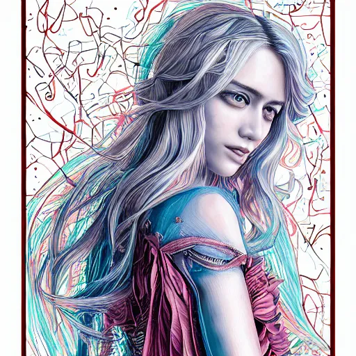 Image similar to a portrait of an incredibly beautiful, colorful, graceful, elegant, and sophisticated young blonde girl made of garlic, an ultrafine detailed illustration by james jean, intricate linework, bright colors, final fantasy, behance contest winner, vanitas, angular, altermodern, unreal engine 5 highly rendered, global illumination, radiant light, detailed and intricate environment