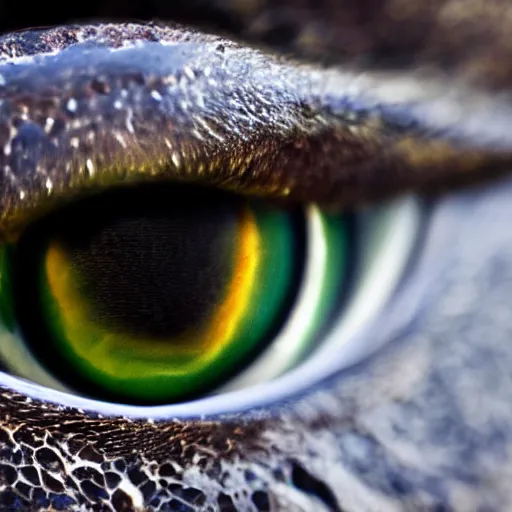 Prompt: close up photograph of a dragon eye