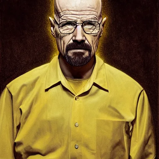 Image similar to portrait of Walter White, yellow lighting, highly detailed