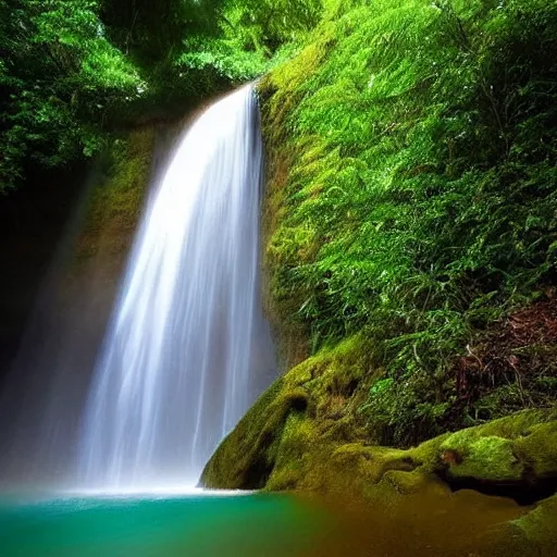 Prompt: beautiful waterfalls deep in the jungle, impressive, profound, natural lighting,