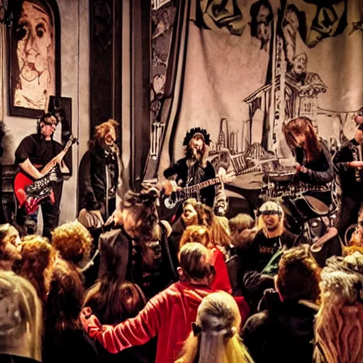 Image similar to punk rock show in a renaissance style