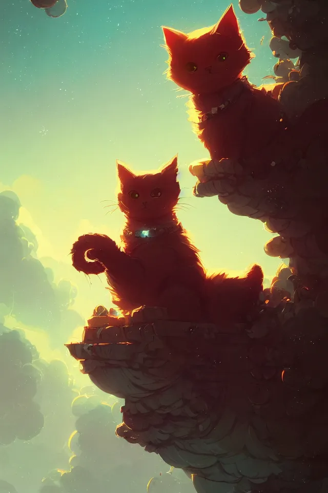 Image similar to cute cat, by victo ngai and andreas rocha and greg rutkowski, trending on artstation, unreal engine, 8 k hd wallpaperjpeg artifact, blur, artfact