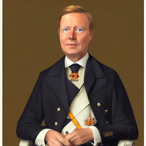 Prompt: a photo of King Willem Alexander from the Netherlands, 8k image, photorealistic