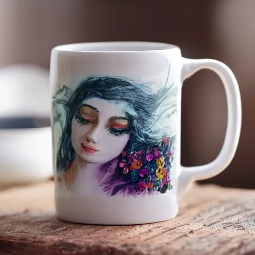 Prompt: a 3 d mug of a beautiful mug on a mug,