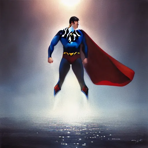 Image similar to superman portrait, dramatic light, lake background, 2 0 0 mm focal length, painted by stanley lau, painted by greg rutkowski, painted by stanley artgerm, digital art, trending on artstation