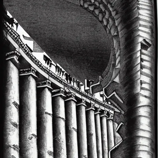 Prompt: Colosseum by M. C. Escher