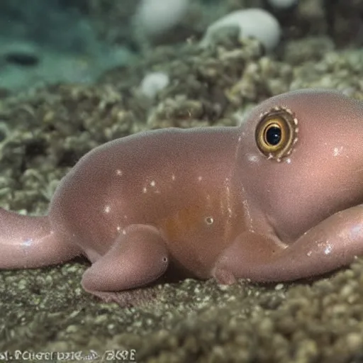 Image similar to photo of newly discovered mysterious deep sea puppy in the marianas trench