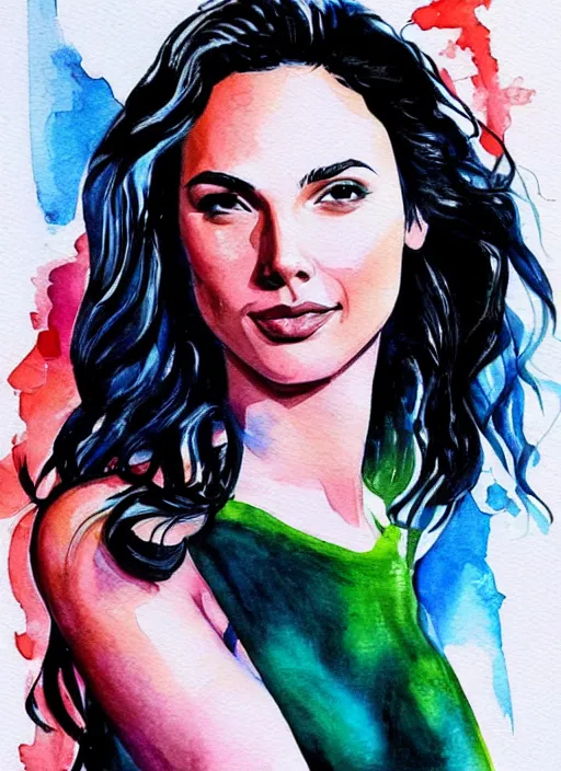 Prompt: sexy gal gadot as a water color painting