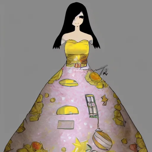 Image similar to rowen atkinson mid magic girl transformation, anime style, kawaii, ball gown dress