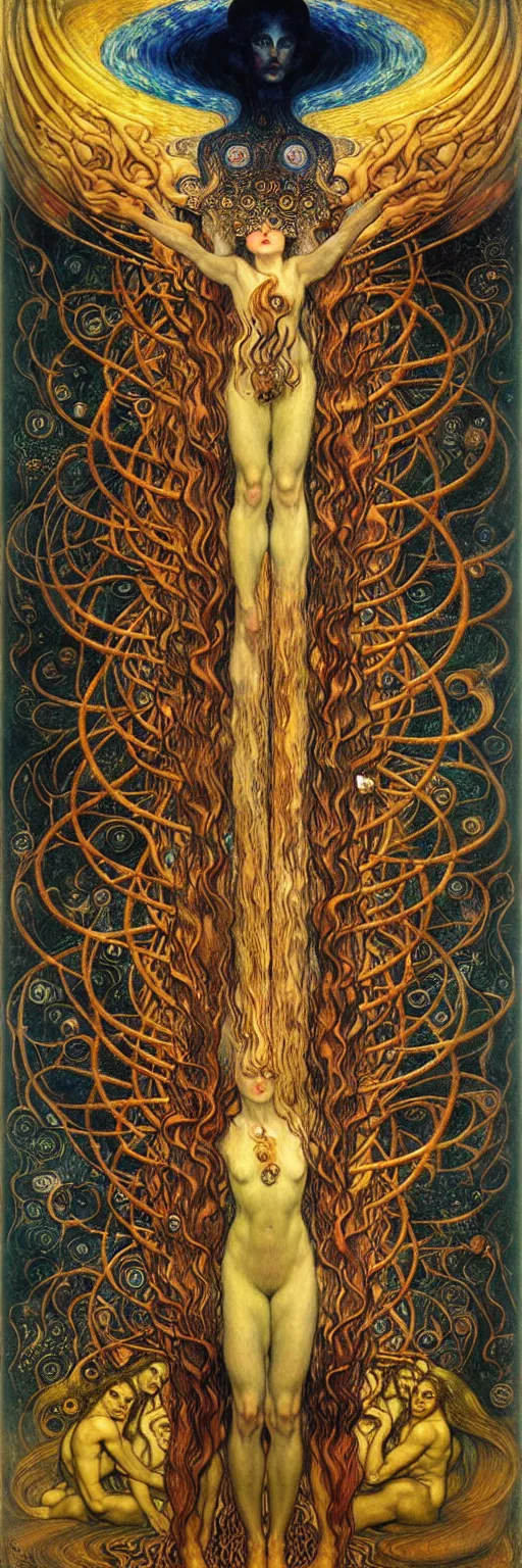 Image similar to Divine Chaos Engine by Karol Bak, Jean Delville, William Blake, Gustav Klimt, and Vincent Van Gogh, symbolist, visionary