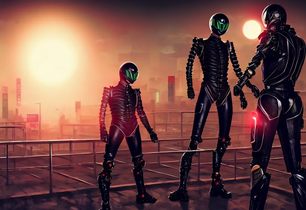 Prompt: huge belted, kamen rider dynamic pose, human structure concept art, human anatomy, full body hero, intricate detail, hyperrealistic art and illustration by a. k. a limha lekan a. k. a maxx soul and alexandre ferra, global illumination, blurry and sharp focus, on future tokyo night rooftop, frostbite engine