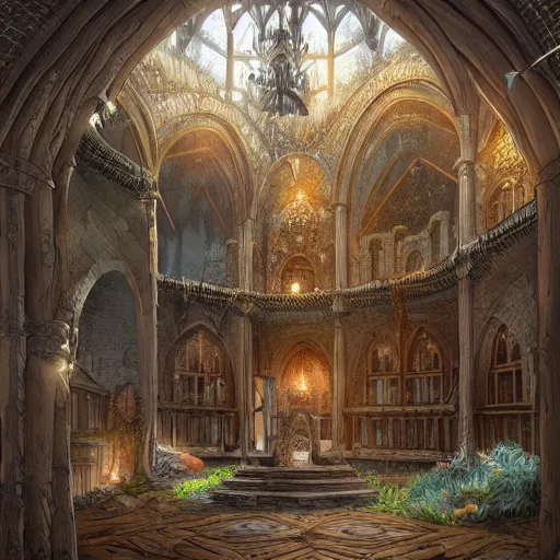 Image similar to interior of a fantasy castle, highly detailed, artstation, digital art