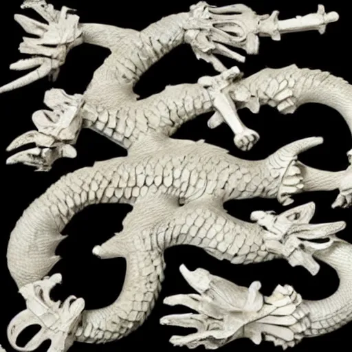 Prompt: a dragon made out of bones