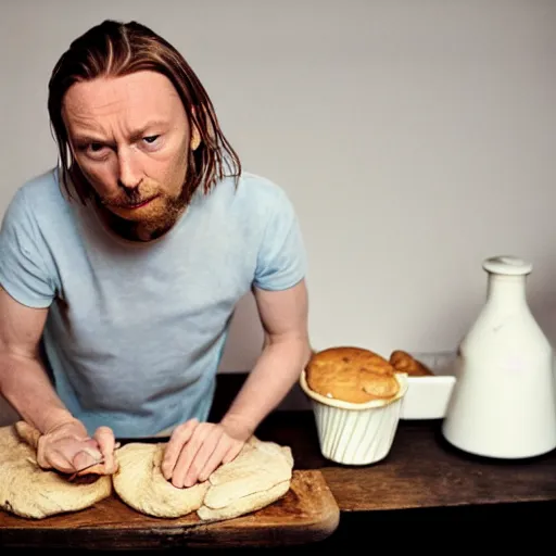 Image similar to thom yorke baking bread