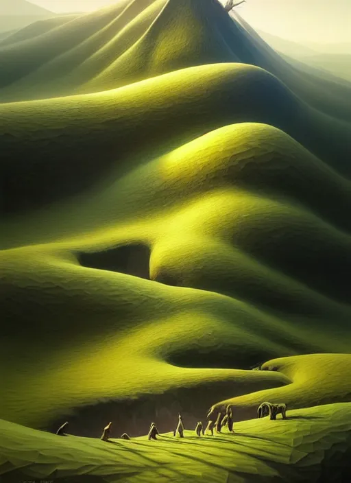 Prompt: a hyper - detailed 3 d render like a oil painting of spring in the low - poly hills, surrealism!!!!! surreal concept art, lifelike, photorealistic, digital painting, aesthetic, smooth, sharp focus, artstation hd, by greg rutkowski, chris tulloch mccabe, valentina remenar, krenz cushart and asher duran,