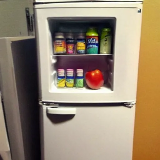 Image similar to tiny cute fridge with human features, super cute, tiny , adorable, awww aspiring, very cute