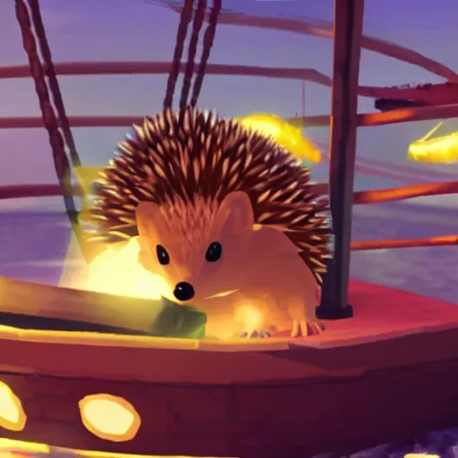 Image similar to hedgehog on a ship in seqa of thieves