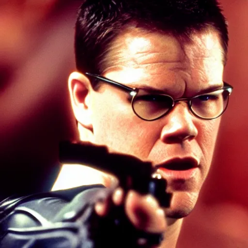 Image similar to matt damon as neo in the matrix