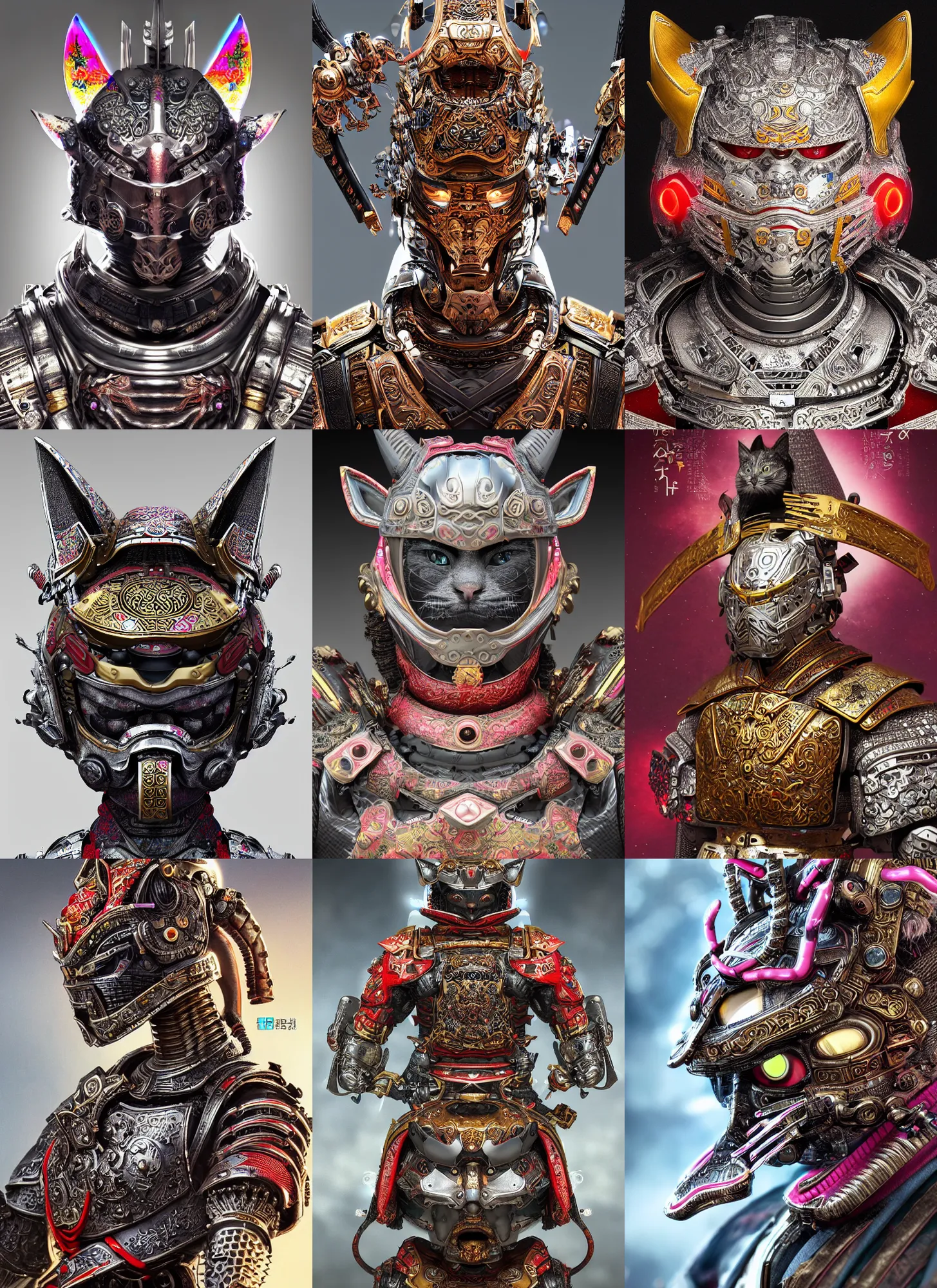 Prompt: 8k ultra realistic retro futuristic Samurai cat, detailed intricate ornate armour, cybernetic, full of colour, cinematic lighting, battered, trending on artstation, 4k, hyperrealistic, focused, extreme details,unreal engine 5, cinematic, masterpiece, art by ayami kojima