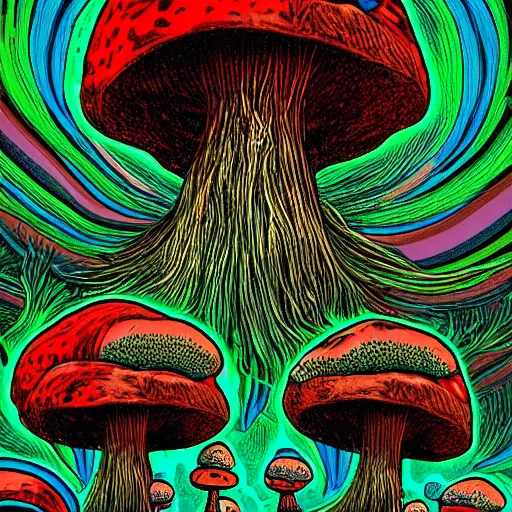 Image similar to trippy mushroom, by justin guse and luke brown and justin bonnet, details, instagram digital, artstation