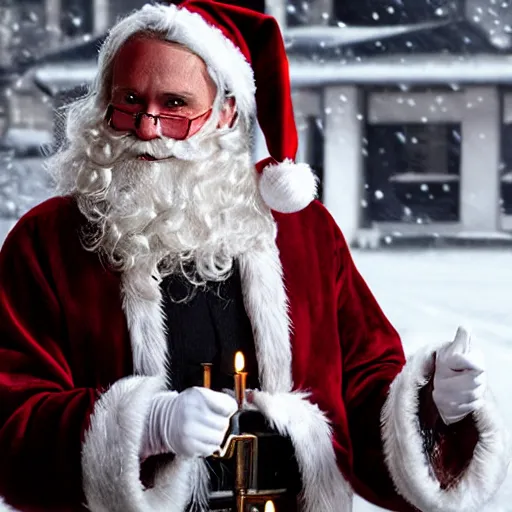 Prompt: Mads Mikkelson as Santa Claus,