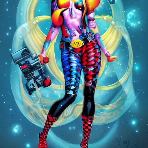 Image similar to harley quinn as a cosmic fractal, pixar style, by tristan eaton stanley artgerm and tom bagshaw.