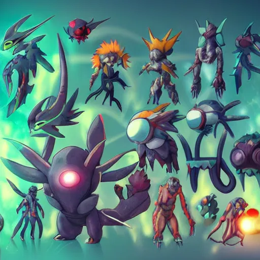 Prompt: biopunk pokemon poster trending on artstation, digital art, render