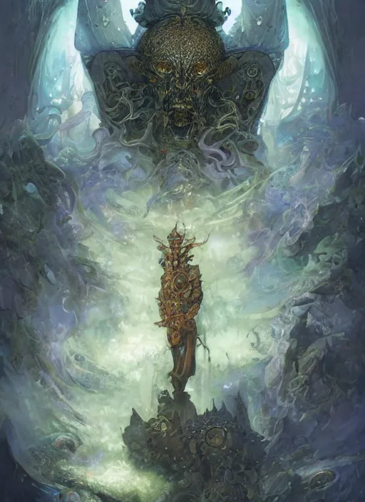 Prompt: a portrait of the girk hierophant, fantasy portrait made of fractals, ultra realistic, wide angle, intricate details, the fifth element artifacts, highly detailed by peter mohrbacher, hajime sorayama, wayne barlowe, boris vallejo, aaron horkey, gaston bussiere, craig mullins